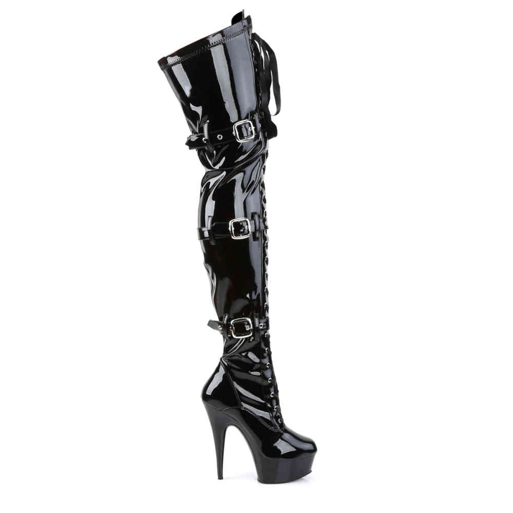 Pleaser - DELIGHT3028 Plateau Overknee Laarzen - Paaldans schoenen - Zwart Product image